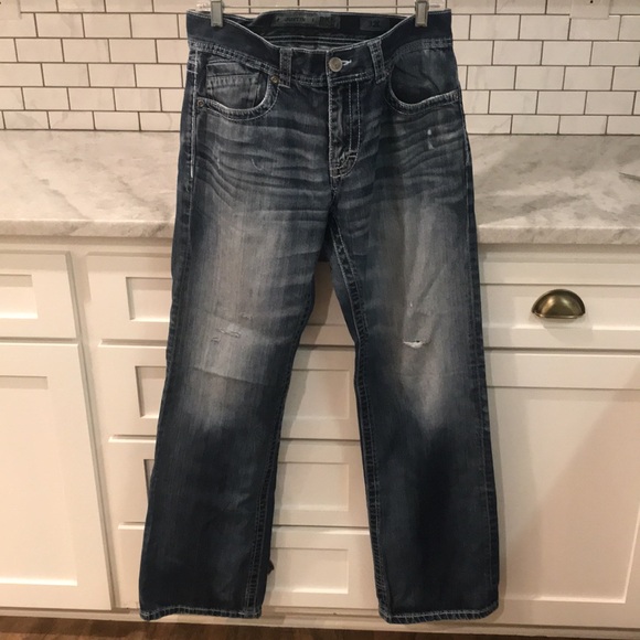 BKE Other - BKE Justin Jeans Mens 32L Blue Denim Flare Distressed Western Boho Festival